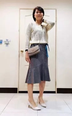 米白+灰魚尾裙