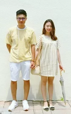 黃色條紋couple wear