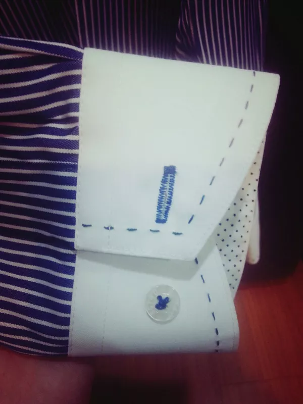 NAVY藍條紋襯衫-袖口
