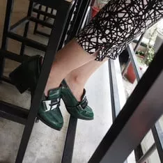綠色真皮鞋