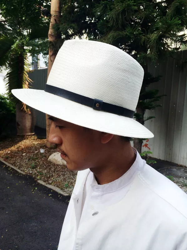 米色竹編紳士帽