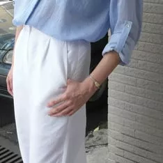 棉麻圓領長袖襯衫(水藍、淺灰、白三色)