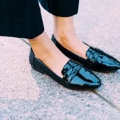 黑色漆皮樂福鞋