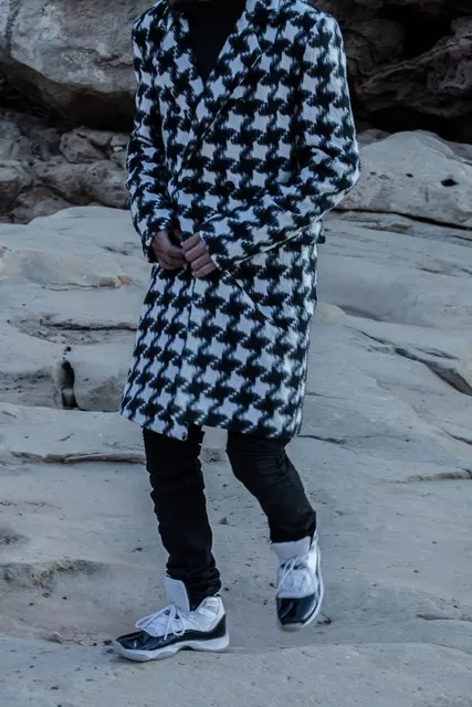 HOUNDSTOOTH, WOOL AND BLENDS LONG COAT 