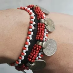阿富汗串珠刺繡錢幣手環
