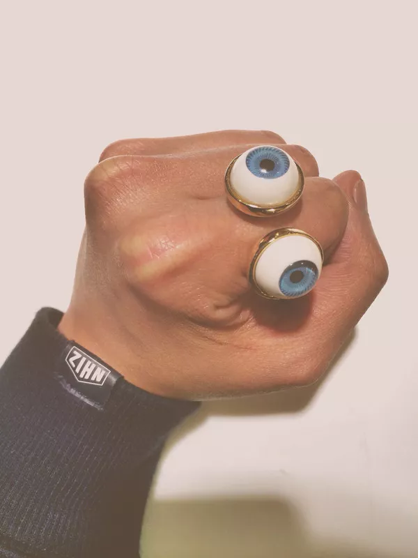 眼球造型金色戒指