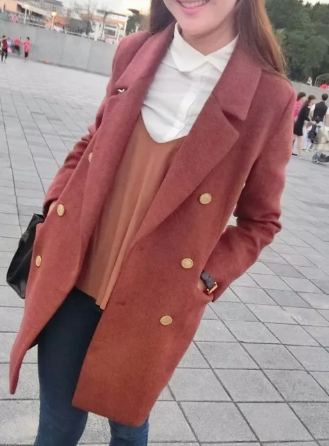 磚紅色西裝大衣