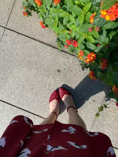 紅花瓣涼鞋